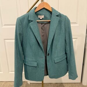 LOFT Turquoise Herringbone Blazer